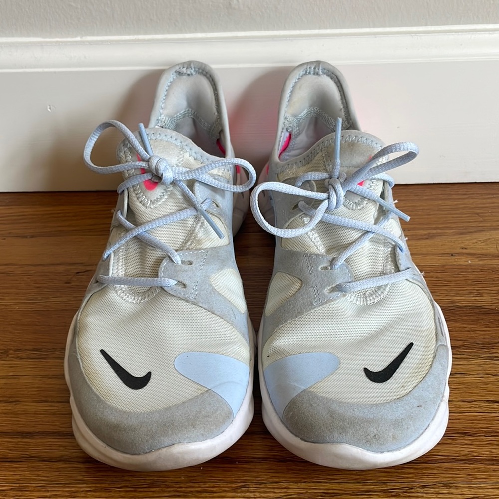 Neon Pink & White Nike Free Running Shoes, Sz 7